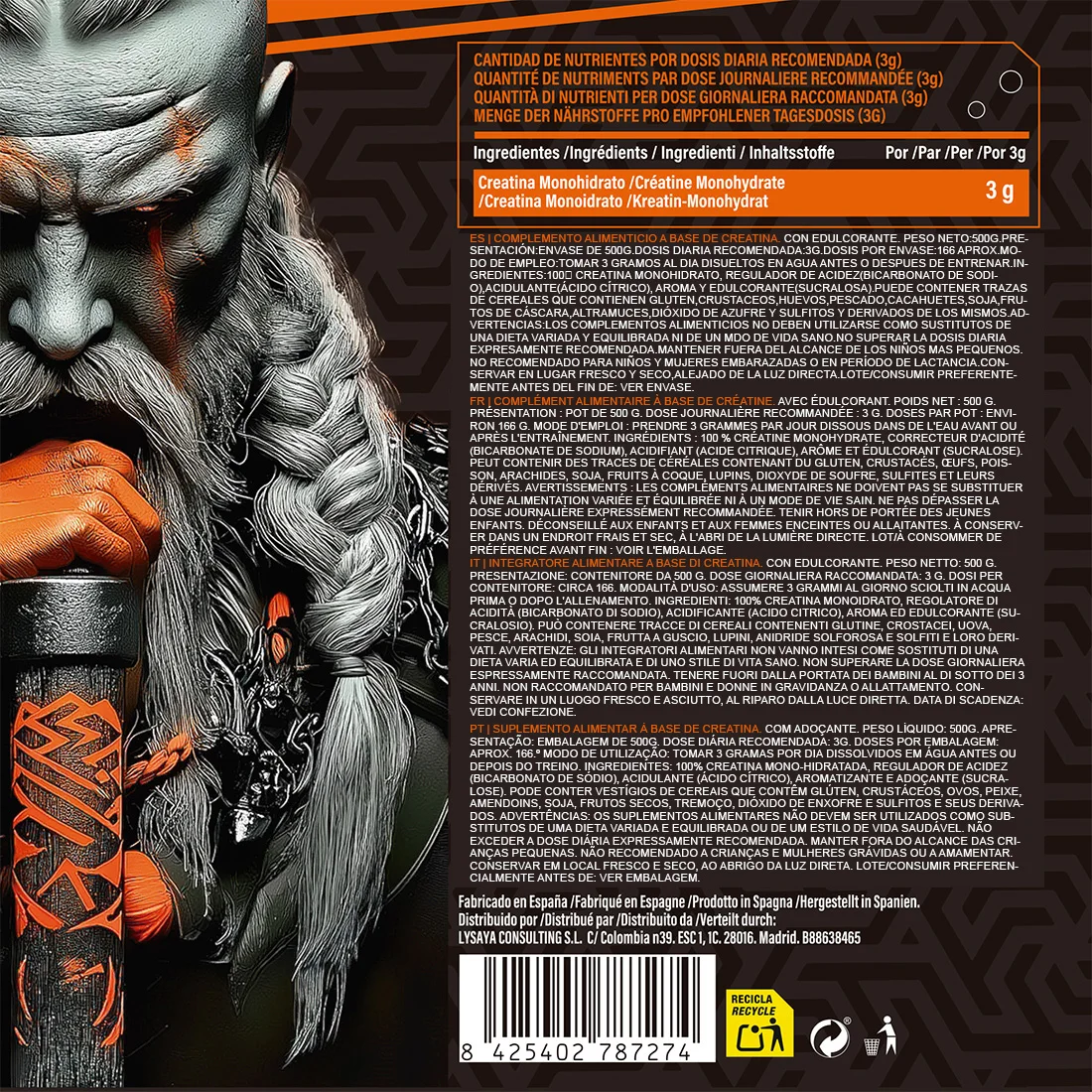 ASSAULT | Creatina en Polvo 500g Sabor LIMON/NEUTRO/PIRULETA  | 100% Monohidrato de Creatina Micronizada | No Incluye Dosificador | Sin Añadidos y Libre de Contaminantes | No-GMO, Vegano, Sin Gluten