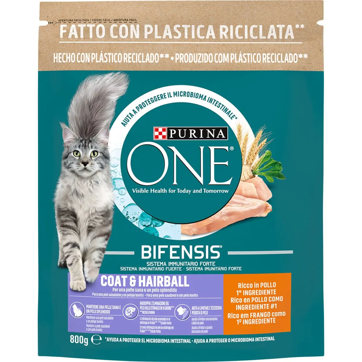 Purina Comida Para Gatos One Bifensis Coat & Hairball - 800G