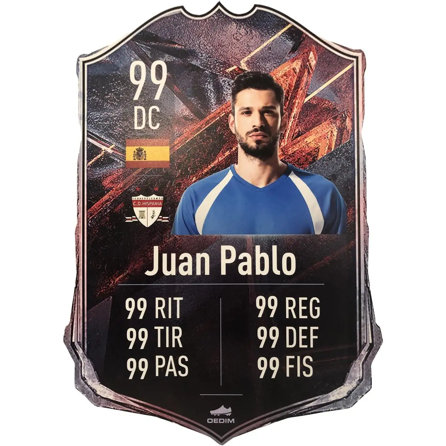 Oedim Carta de Fútbol Personalizada Diseño Fuego, 30x42cm, Fabricado en Metacrilato 4mm, Divertida y Original. Enviar personalización a lucasgarcia@oedim