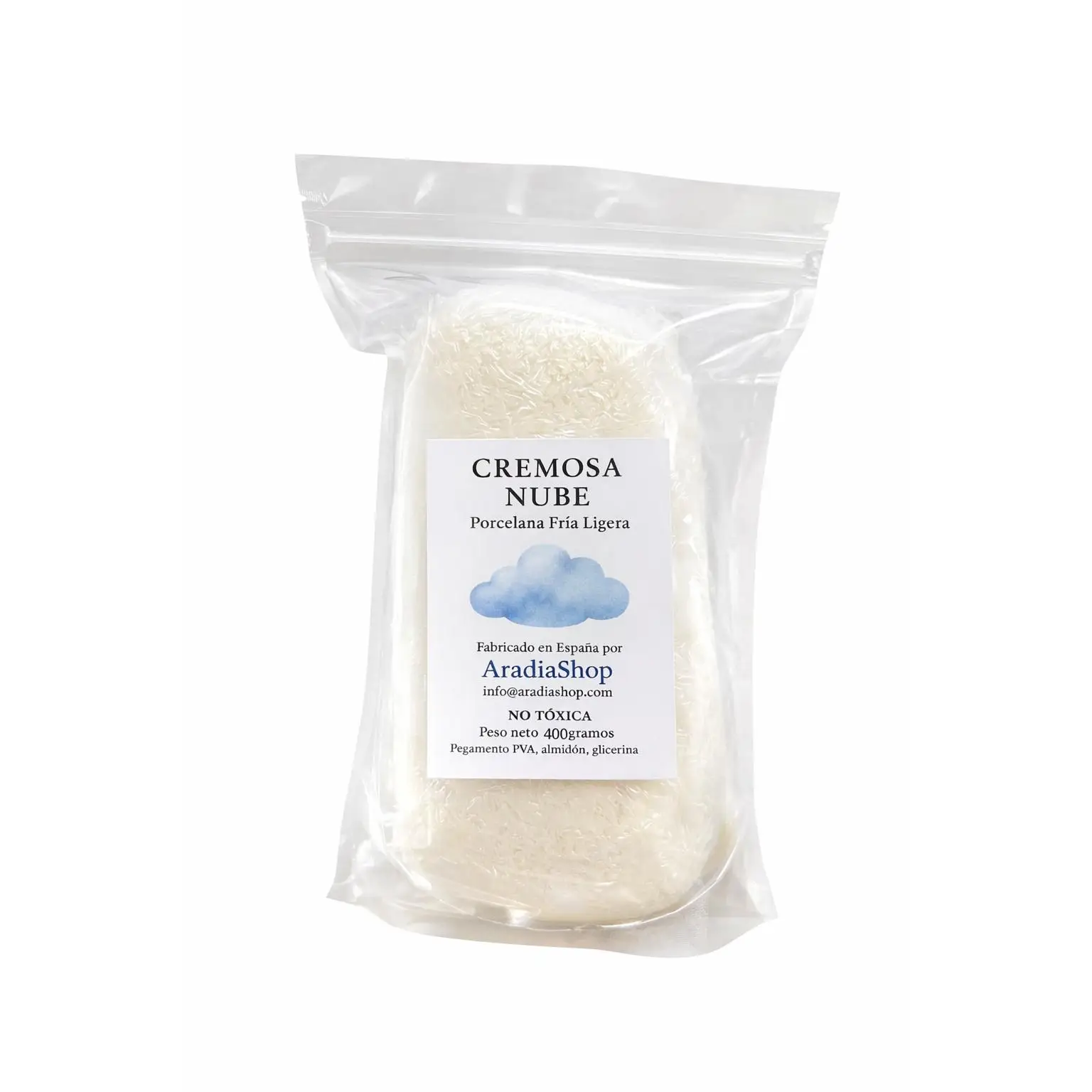 Porcelana frìa Nube Ligera 400g- Masa para Modelar de Secado al Aire. AradiaShop