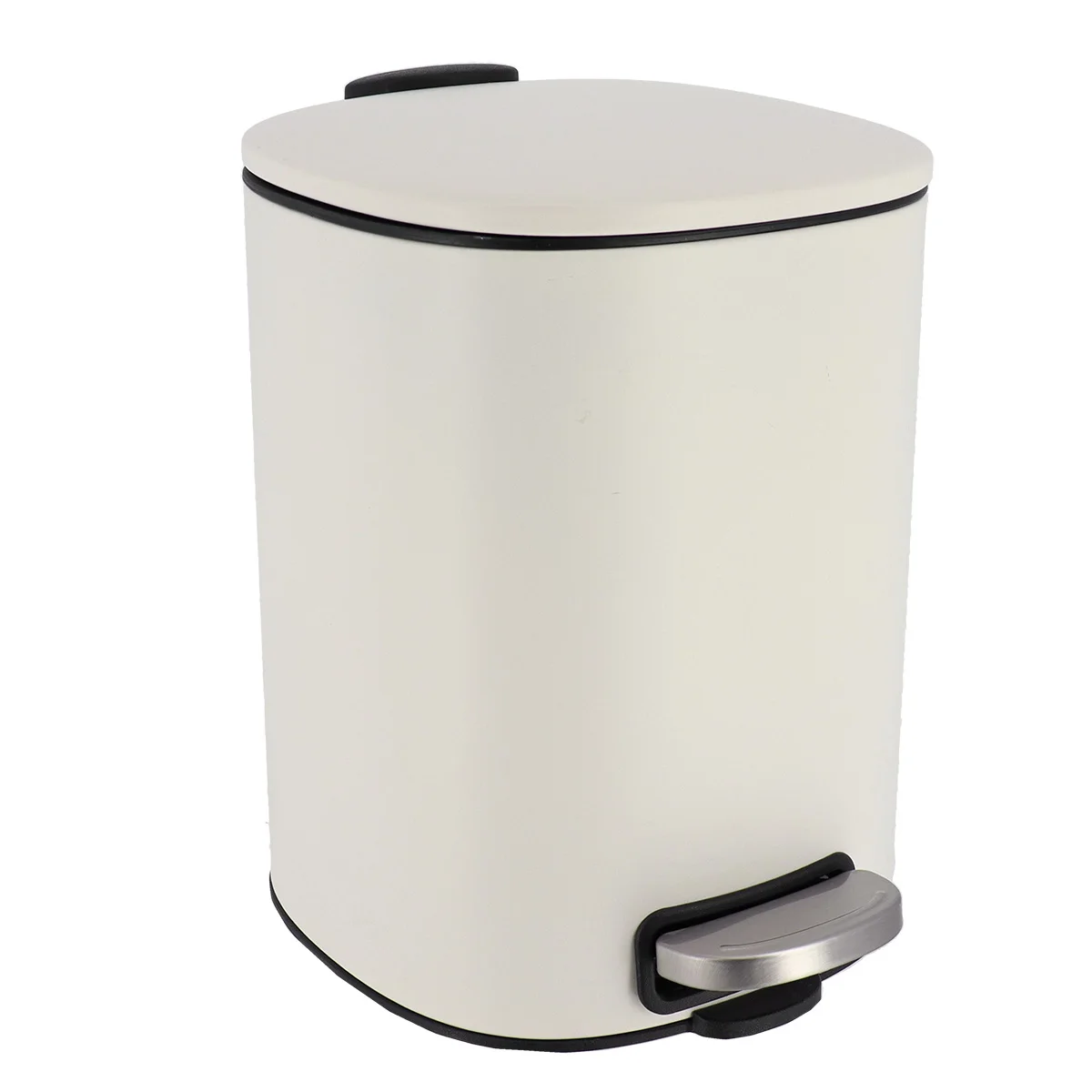 Cubo de basura metálico cuadrado de 5l con freno de pedal - blanco