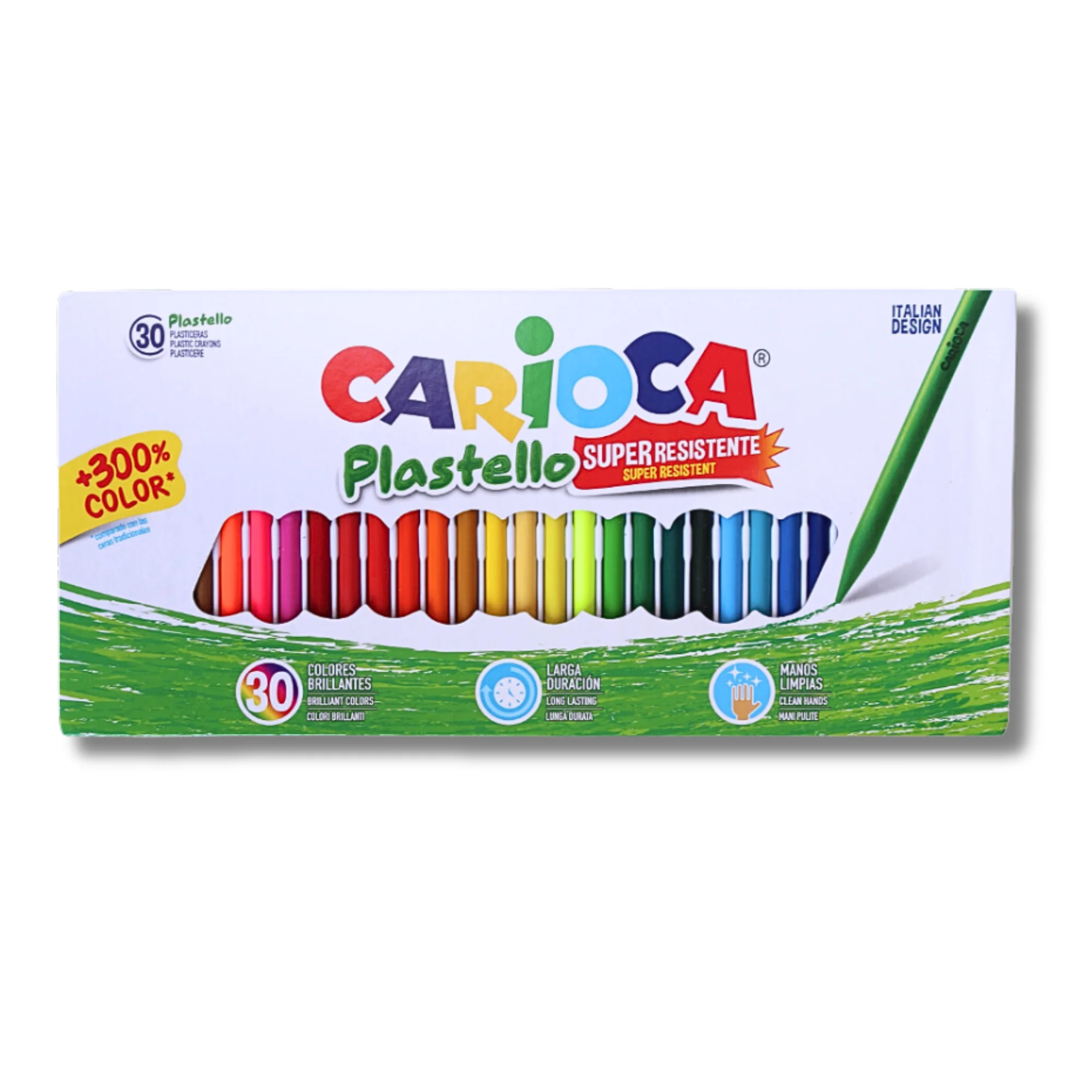 Carioca Plasticeras Resistentes - Pack de 30 Ceras Plastello - Extra Limpias, Duraderas, Colores Brillantes y Lavables