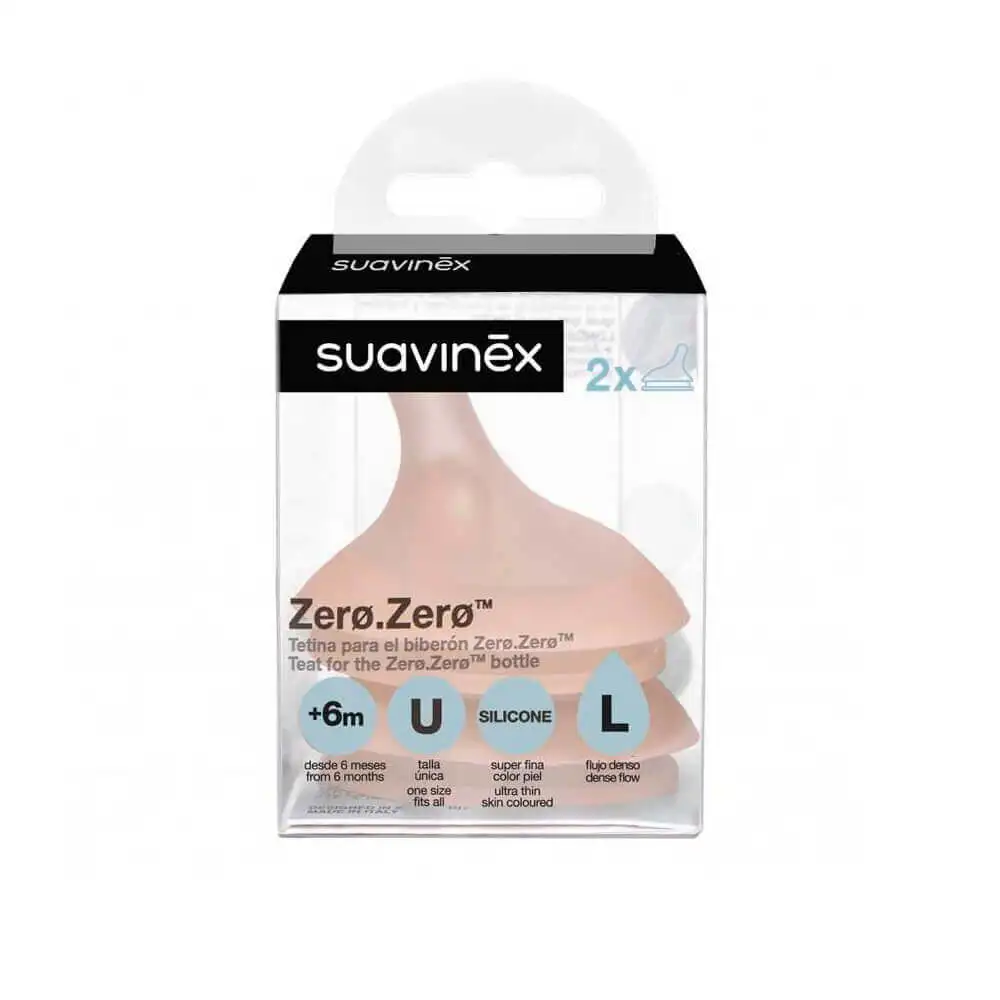 Suavinex Tetina Silicona Zero +6M Flujo L 2 Unidades