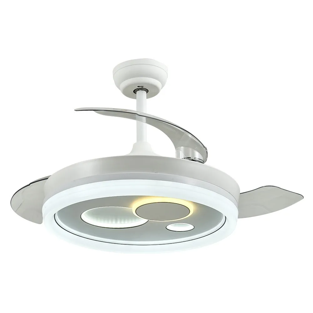 Ventilador Blanco Modelo Magallanes Motor Dc, Led Integrado Y Temporizador