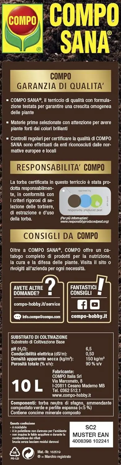 Compo Sana-Universal Substrate Quality 5 litre 10 litre Package for all kinds of indoor and outdoor plants