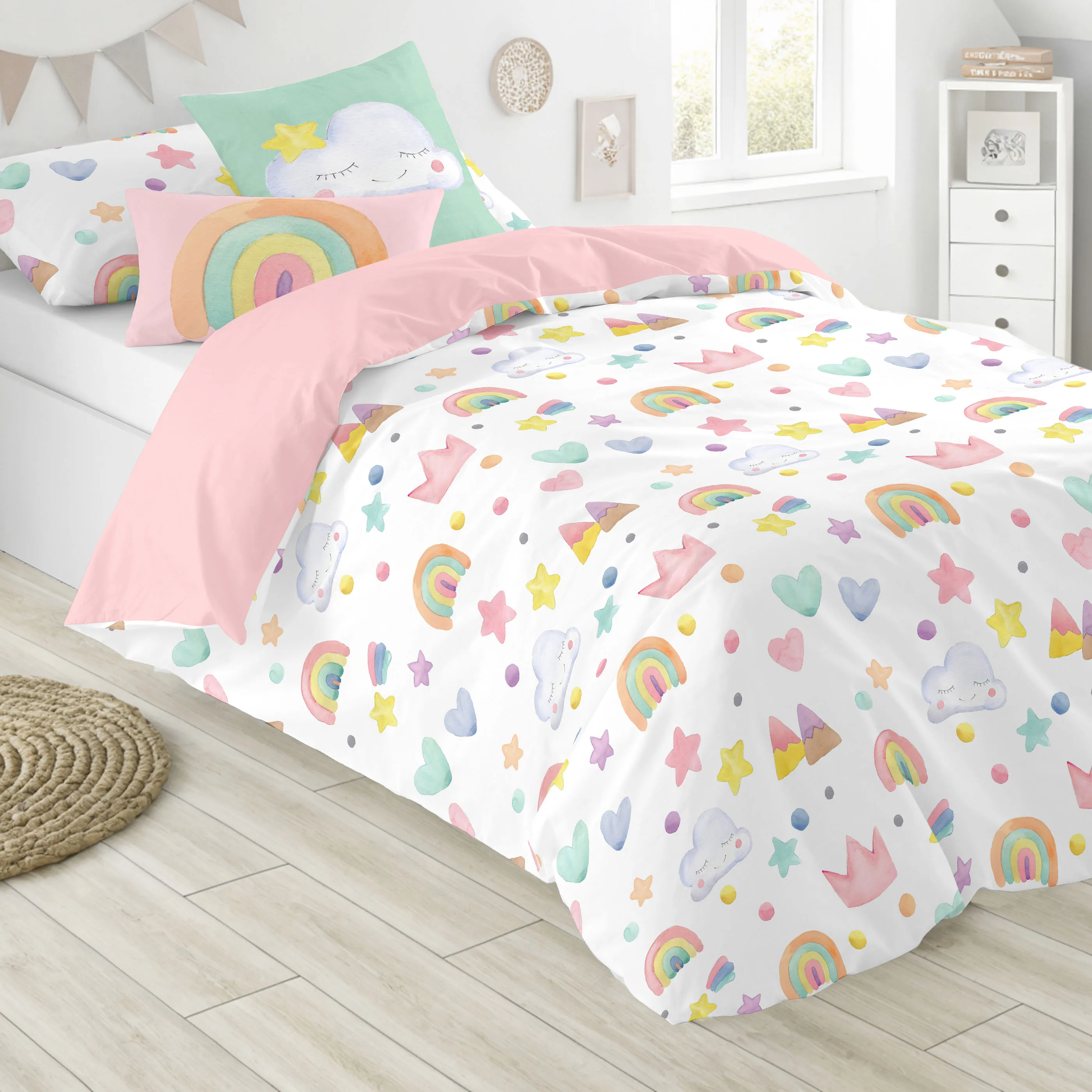 COOL KIDS - Funda Nórdica Infantil Estampada - 100% Algodón - Extrasuave - Incluye Funda Nórdica + 1 Funda de Almohada - 4 Modelos Disponibles - Cama 90/105 cm - Fabricado en España