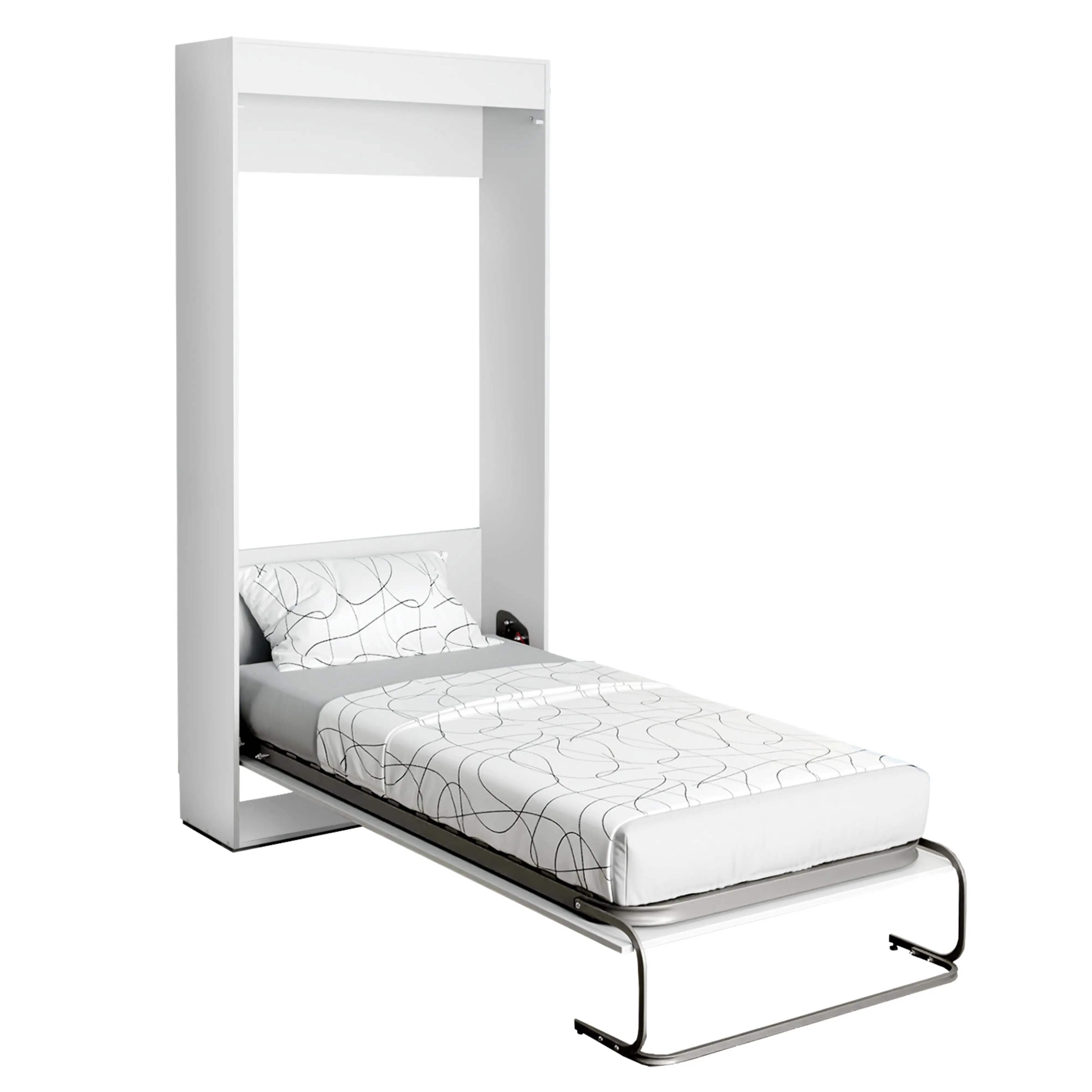 Miroytengo Cama Plegable Dormitorio Juvenil Cama de Invitados Abatible Vertical Color Blanco Mate 90x190 cm