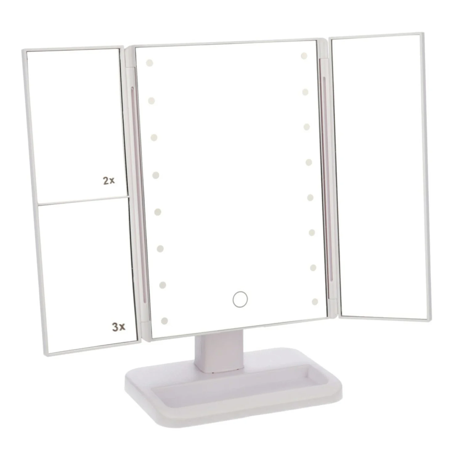 ESPEJO PLEGABLE CON ILUMINACIÓN LED Y AUMENTO TRIPLE