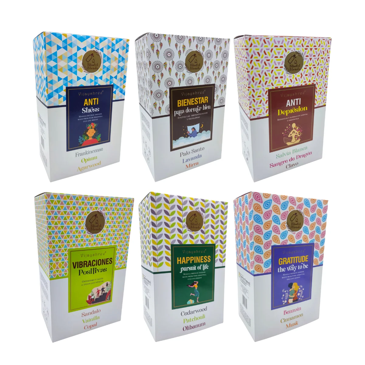 Vijayshree Natural incense-box of 12 packs (25g c/u) -for a positive and relaxing environment