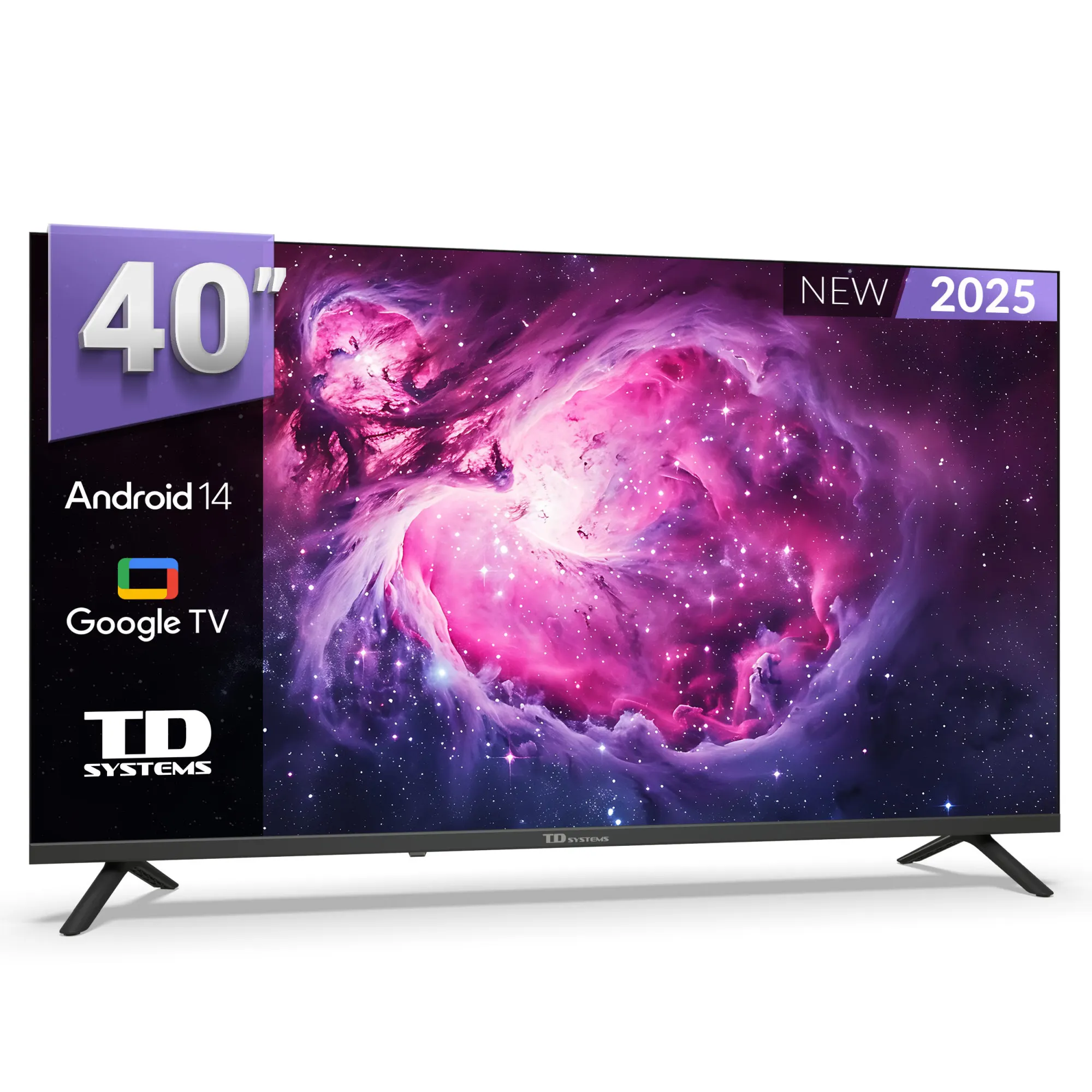 Smart tv 40 inches full hd hey google official assistant with voice control. Android tv 14 - td systems k40dlc21gle