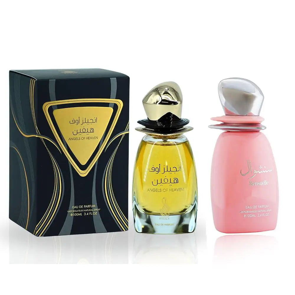 Risala Perfumes 100ml Sensuelle Rosa (Femenino) & Angels Of Heaven Dorado (Unisex) – Aromas Orientales de Lujo
