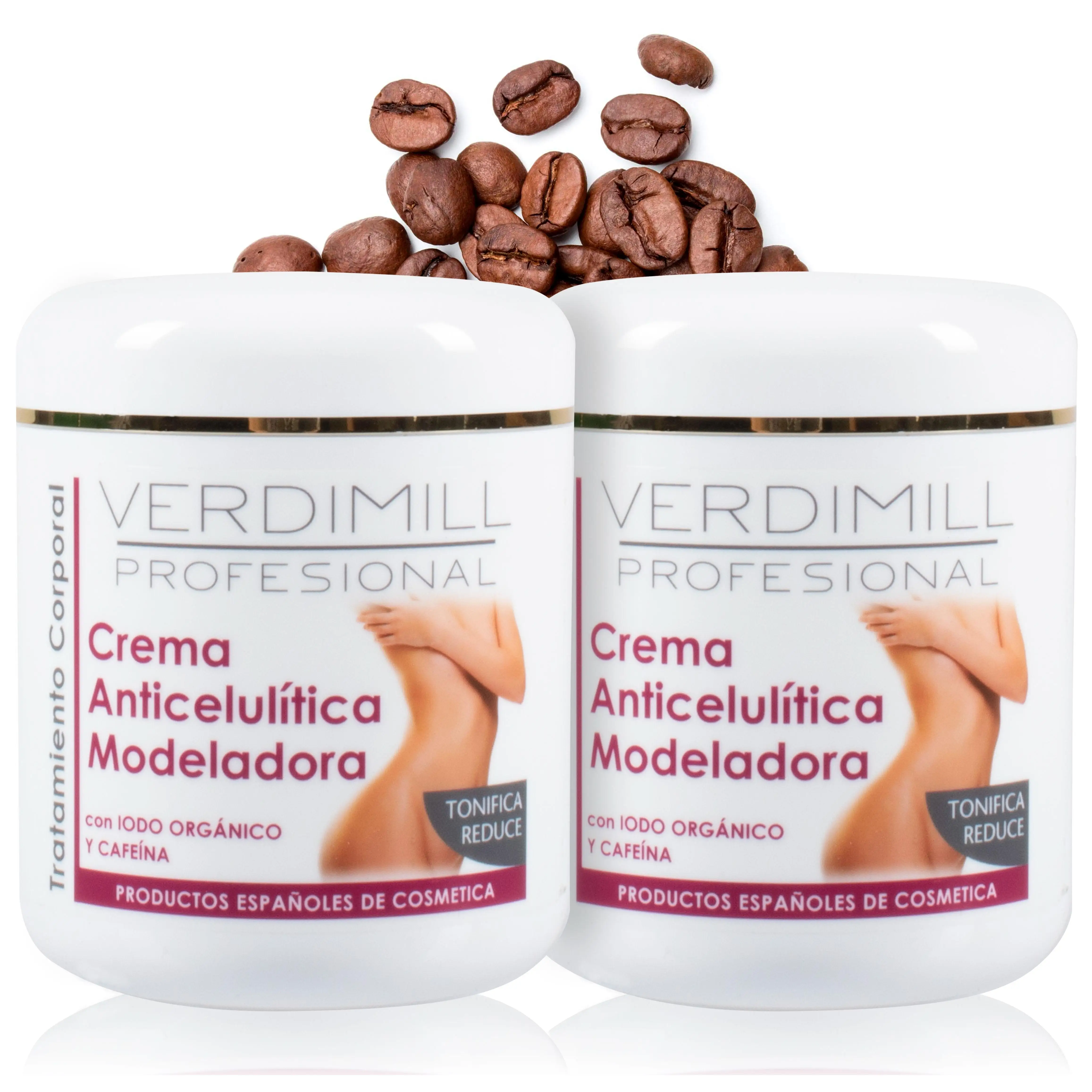 Verdimill Crema Modeladora Anticelulítica con Cafeína 500 ml (Pack 2 Unidades) – Elimina Grasa sin Efecto Calor