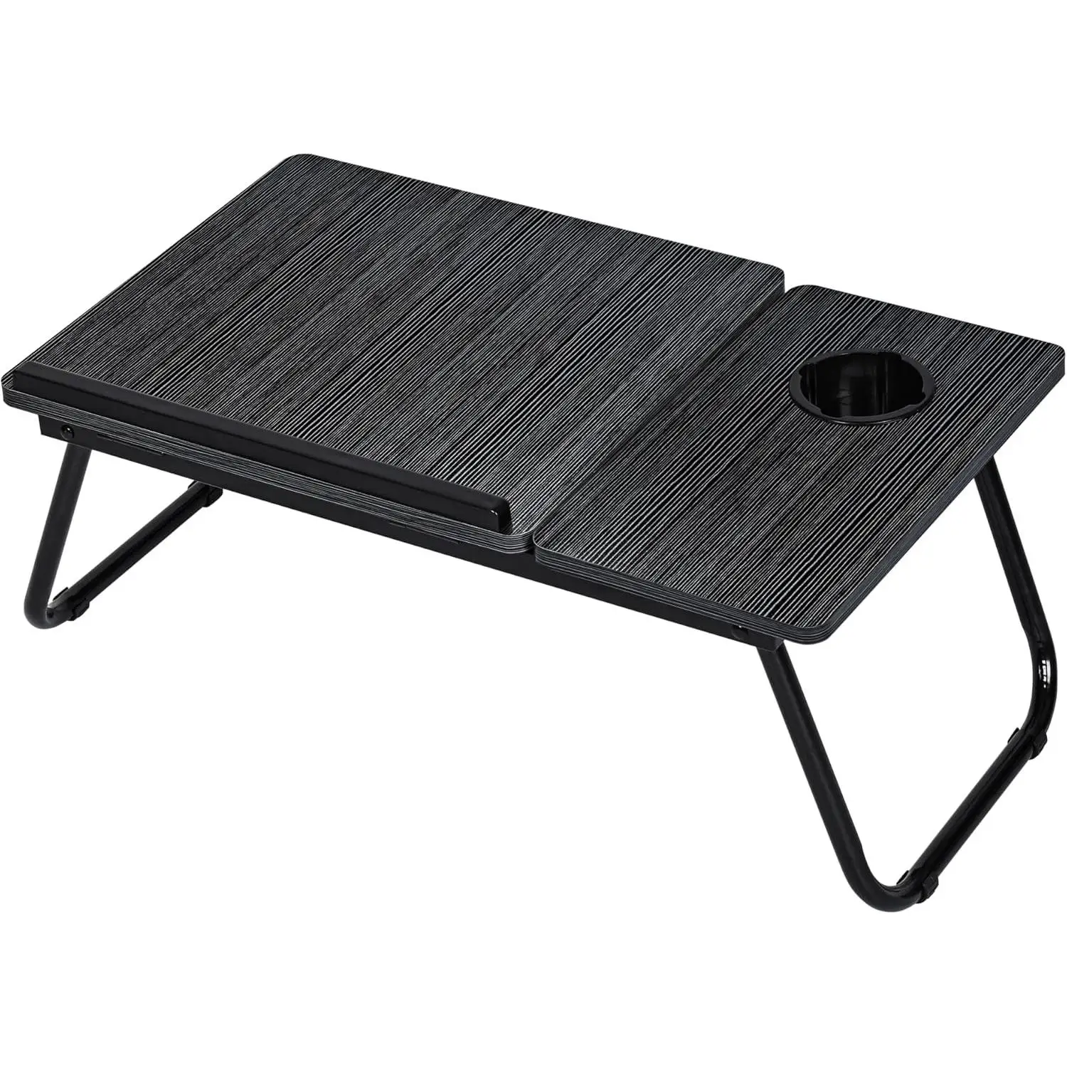 T-LoVendo Mesa Reclinable para Cama y Sofá, Bandeja Plegable con Portavasos, Ideal para Ordenador Portátil y Libros, con Cinco Alturas, Mesita