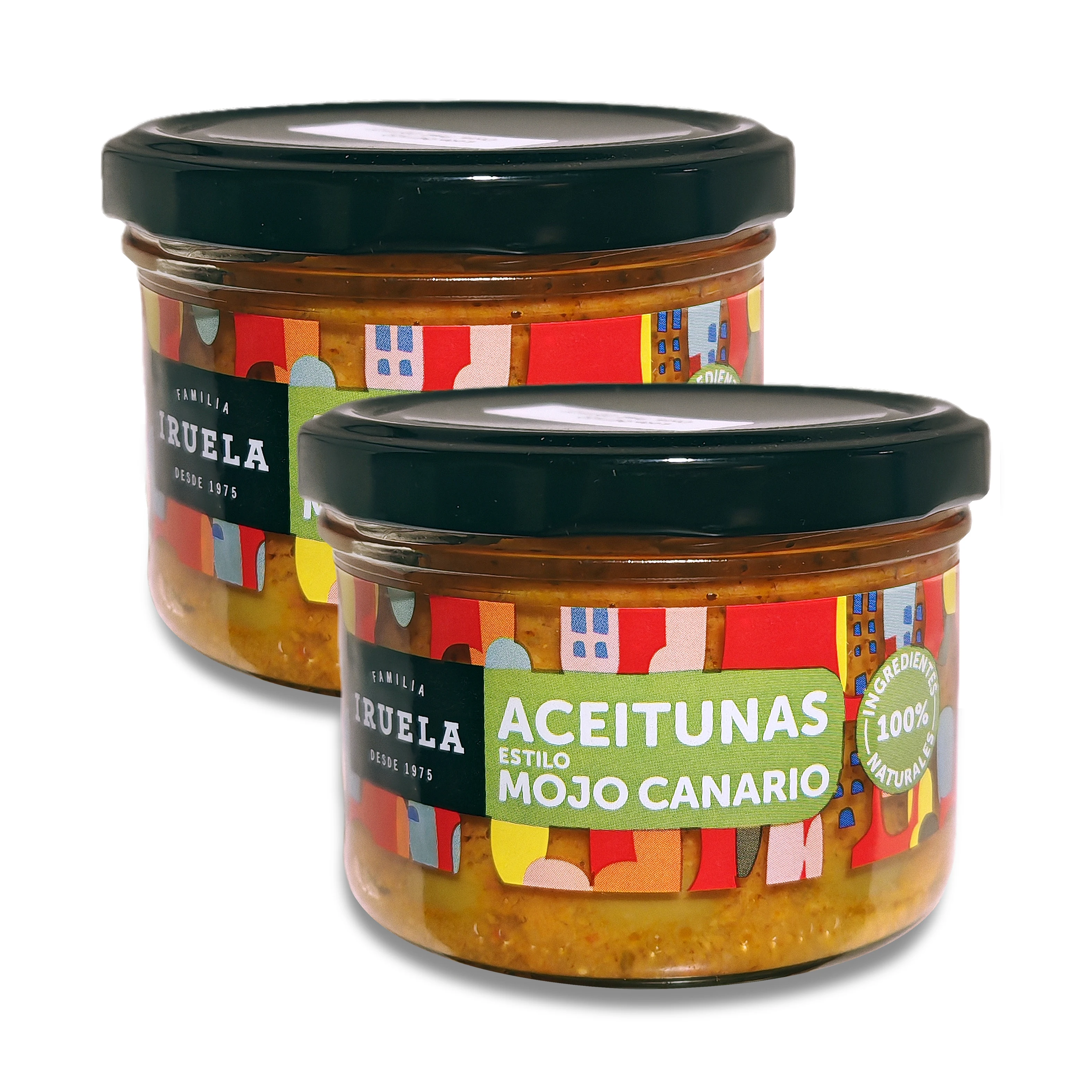 Aceitunas estilo mojo canario sin hueso de Iruela (Pack de 2 unidades de 200gr)