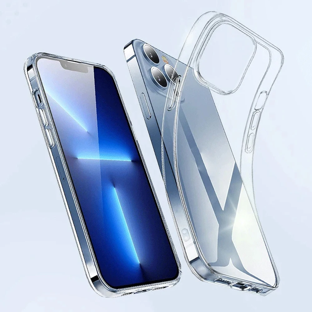Transparent tpu case for iphone 15 14 13 12 11 x xs max xr pro mini plus full protection with perfect fit, ultra thin and flexible anti-scratch design + optional screen protector
