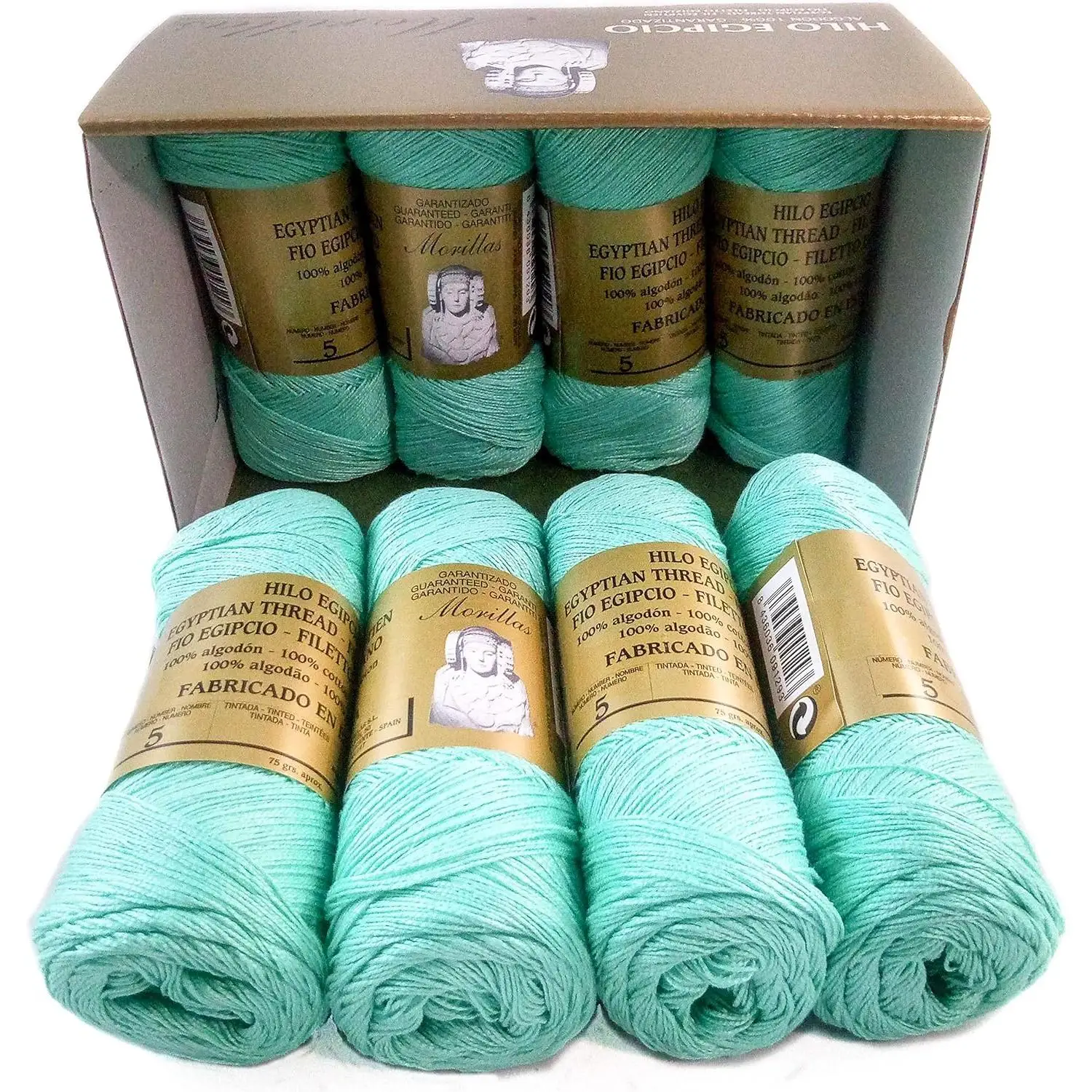 PACK 8 ZEPELINES Nº5 MORILLAS® TURQUESA 39 Algodón Perlé 100% Egipcio Mercerizado