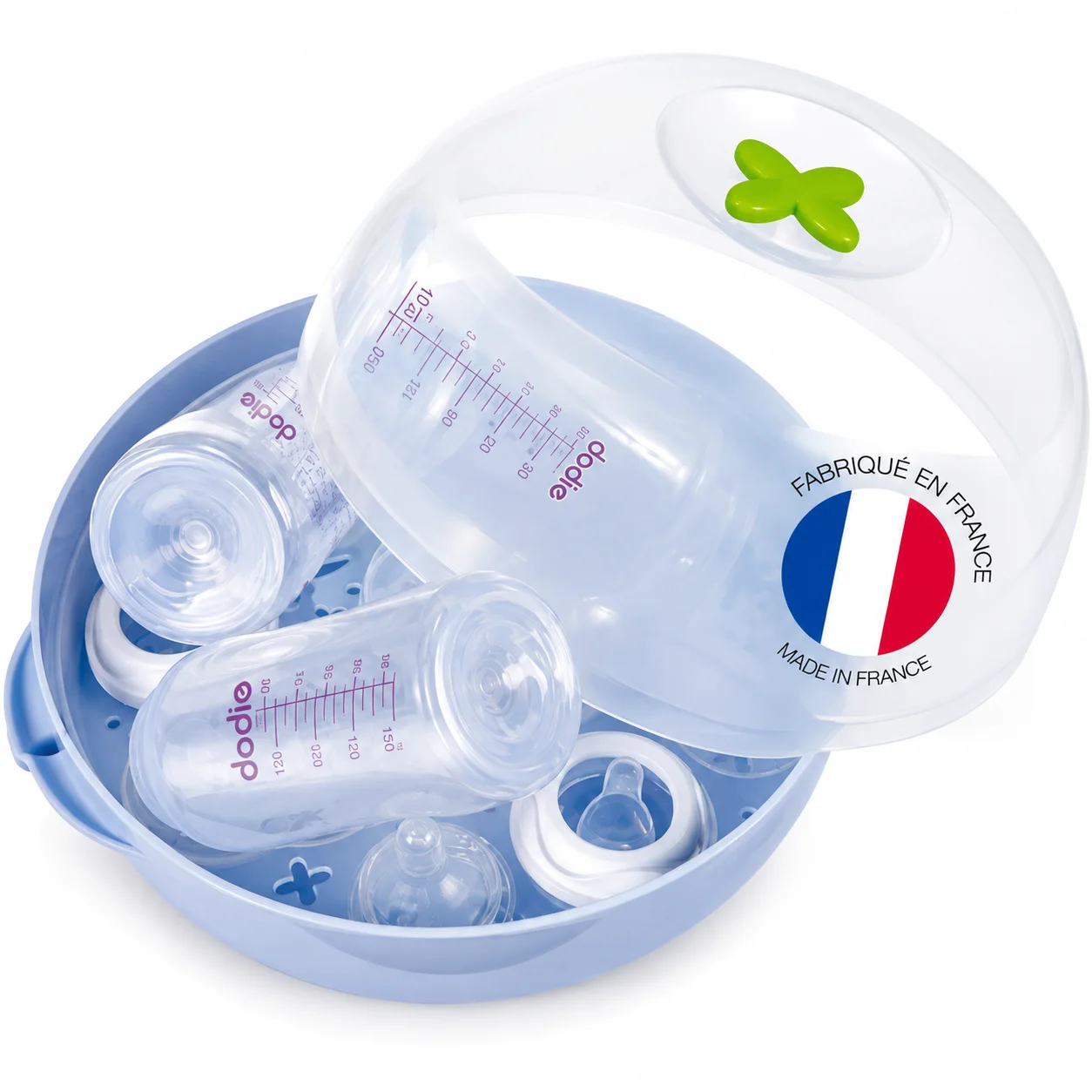 Tigex - Esterilizador de vapor para microondas 4 min 2 en 1 (esterilización + escurridor) sin BPA, seguro con bloqueo y mantención hasta 24 h para bib