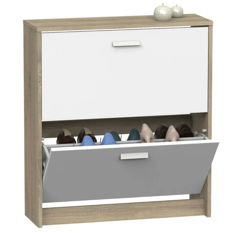 Miroytengo shoe cabinet 2 doors Tibet Miroytengo Cambrian oak and white 74 Cm