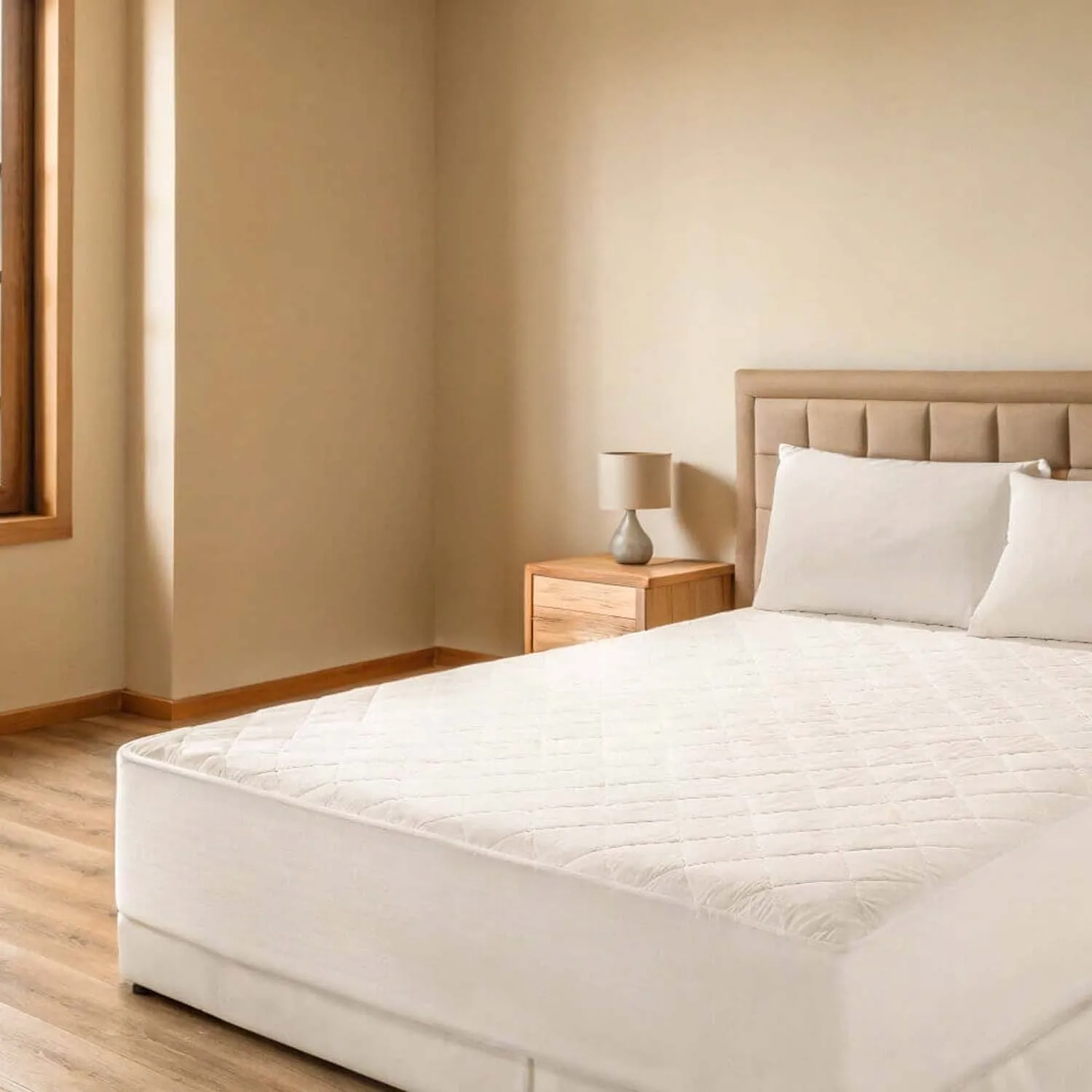 Protector de colchón acolchado Naturals - 100% PES - Ajustable - Suave, transpirable y duradero - Cama 90/105/120/135/140/150/160/180/Cuna 60x120 cm - Cubre Colchón