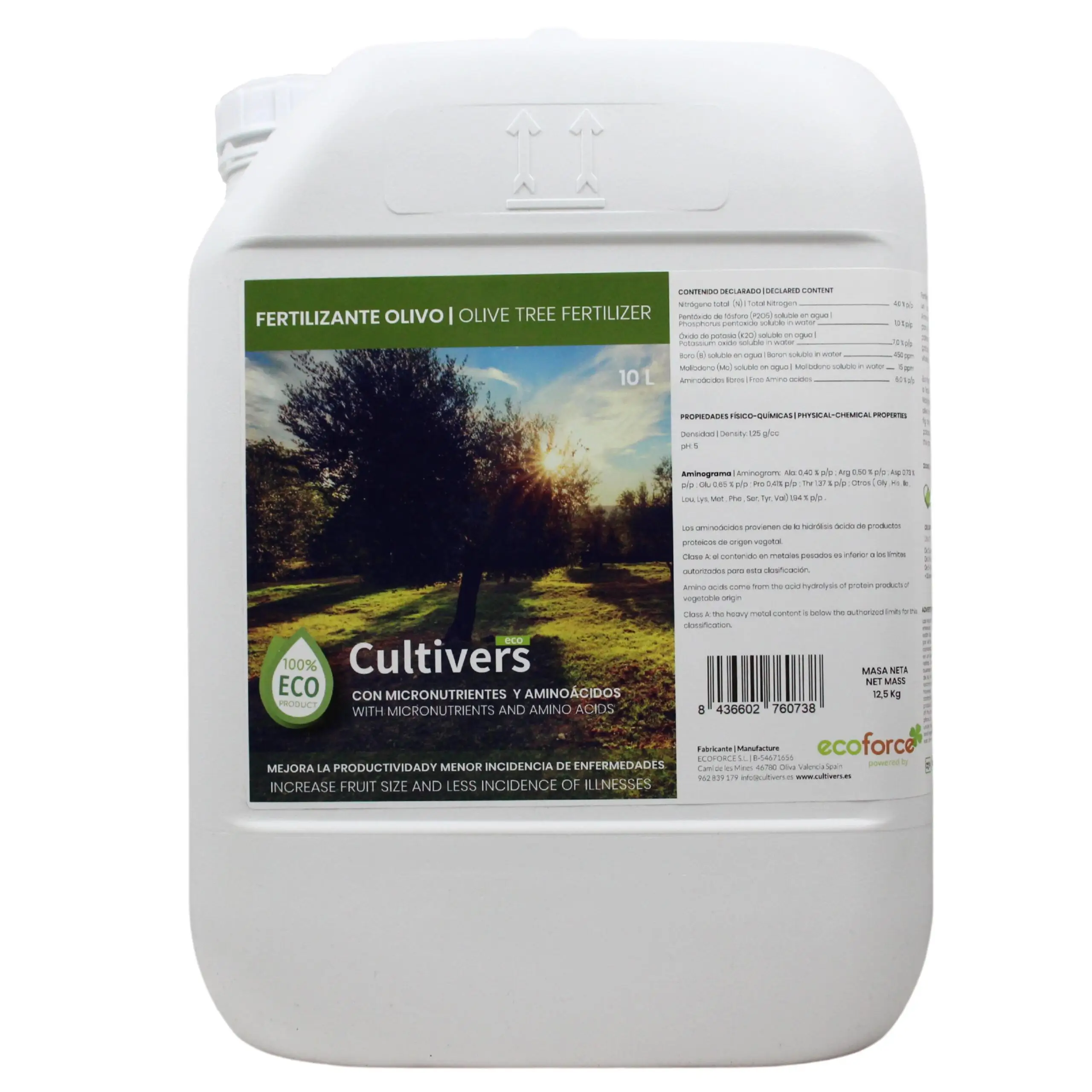 CULTIVERS Abono Olivo Líquido Ecológico 10 L