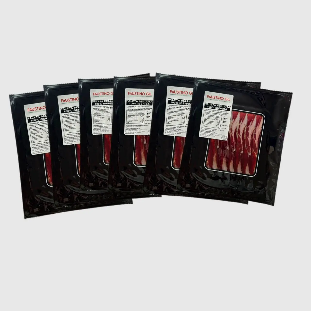 PALETA BELLOTA 100% IBERICA - 6 Sobres de 100g - Elaboración tradicional - Ibéricos Faustino Gil -