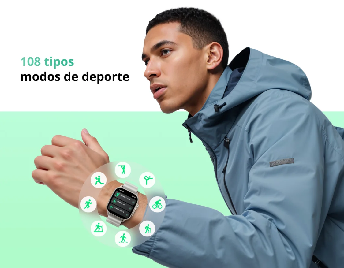 Smartwatch – Reloj inteligente realme Watch 5, Versión Global, Gran Pantalla AMOLED de 1.97″, 16 días Vida de la Batería muy Larga, IP68, 108 modos de deporte y de monitorización de salud, Brújula y GPS independiente con 5 GNSS 8