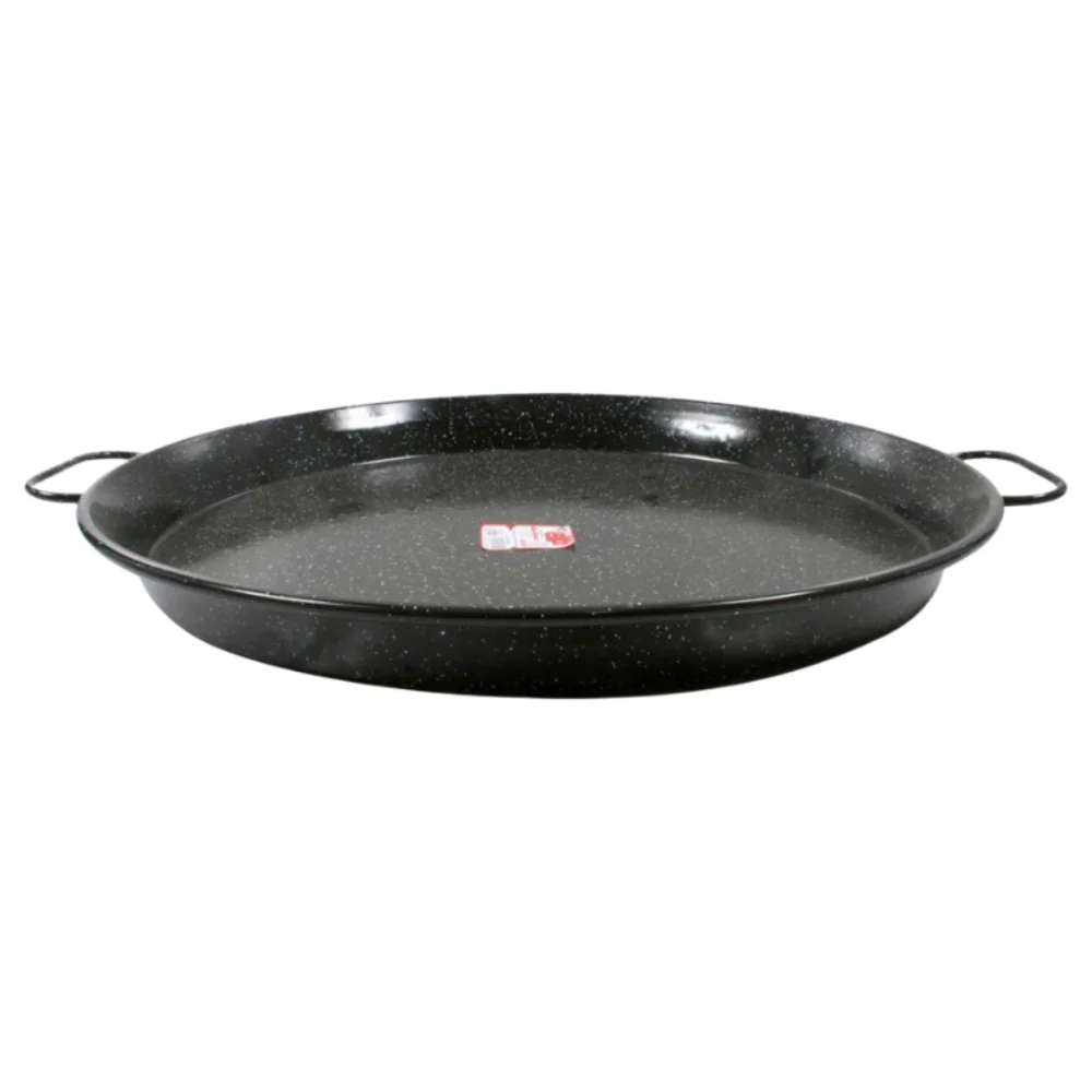 LILI HOME Paella Valenciana Esmaltada – Tradición y Versatilidad en tu Cocina. Fabricada en acero esmaltado vitrificado, ofrece una resistencia excepcional al calor y al desgaste. Apta para cocinar con leña, en cocinas de gas, paelleros de gas y hornos.