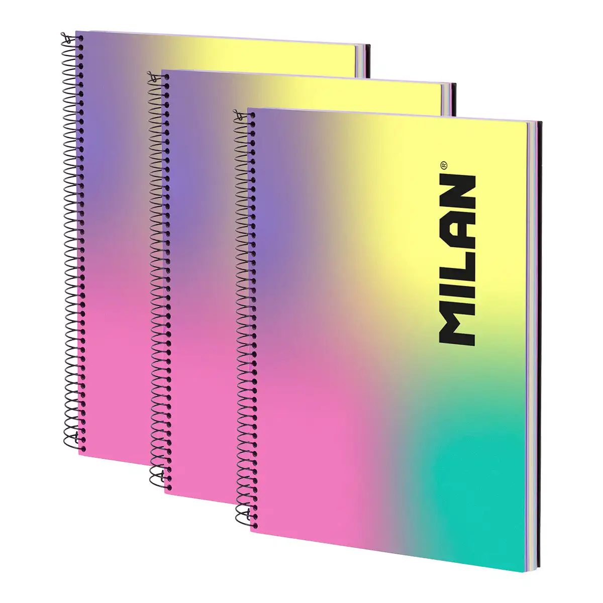 MILAN Sunset - Pack 3 Cuadernos A4 Espiral y Tapa Dura. Papel Pautado 120 Hojas 95gr