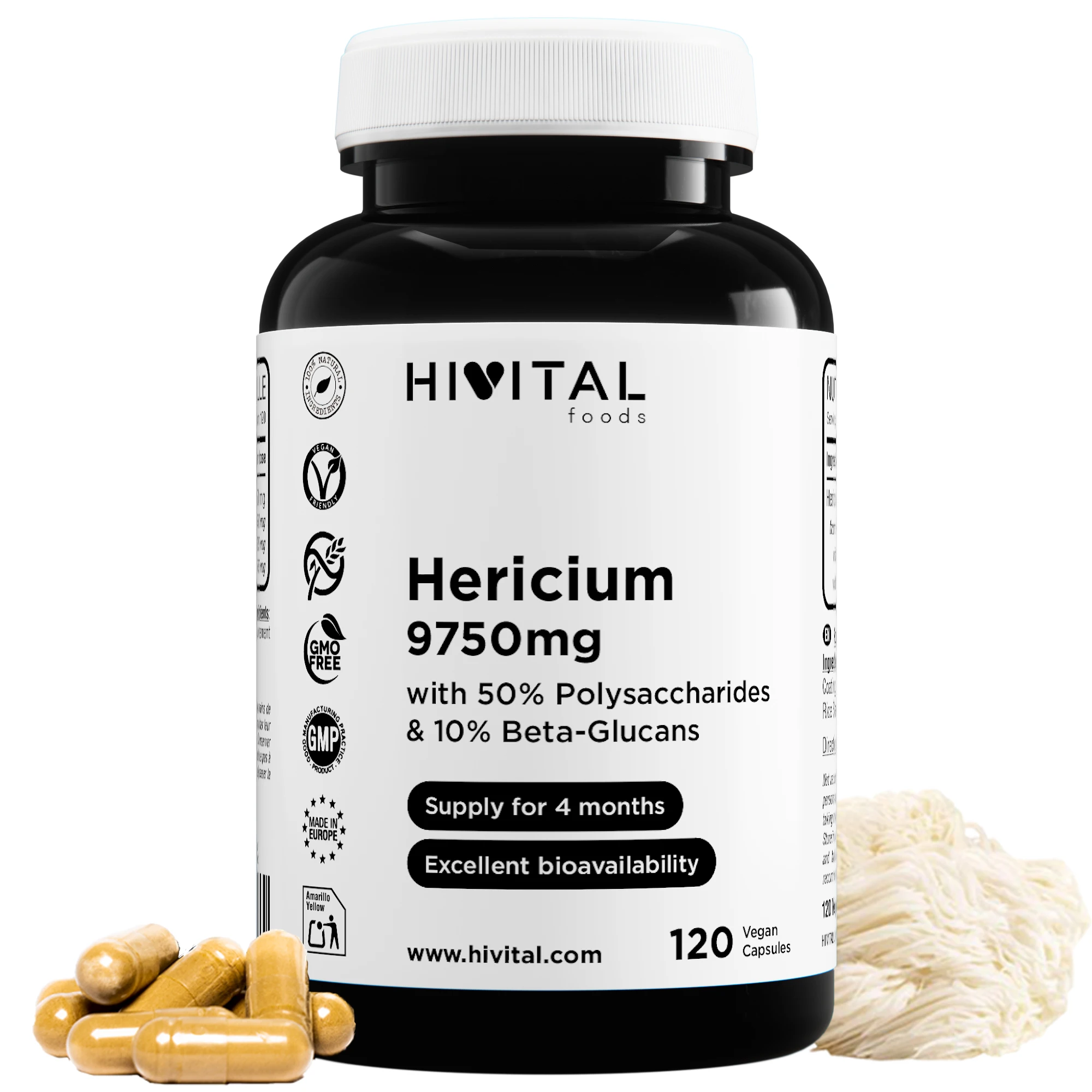 Melena de León 9750 mg | 120 cápsulas veganas. Hivital