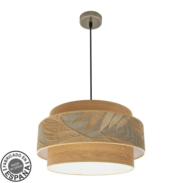 ABRILA Colgante 1 Luz Modelo Samoa Marrón Pantalla Hojas