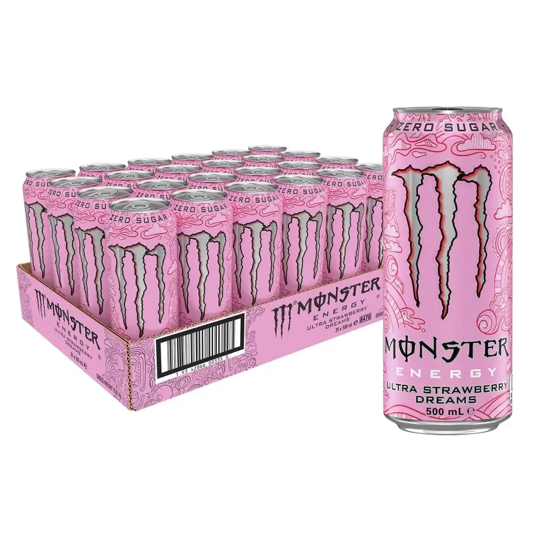 Monster Energy Nacional ULTRA STRAWLBERRY DREAMS 500ML bebida energeticas sin azucar caja 24 unidades