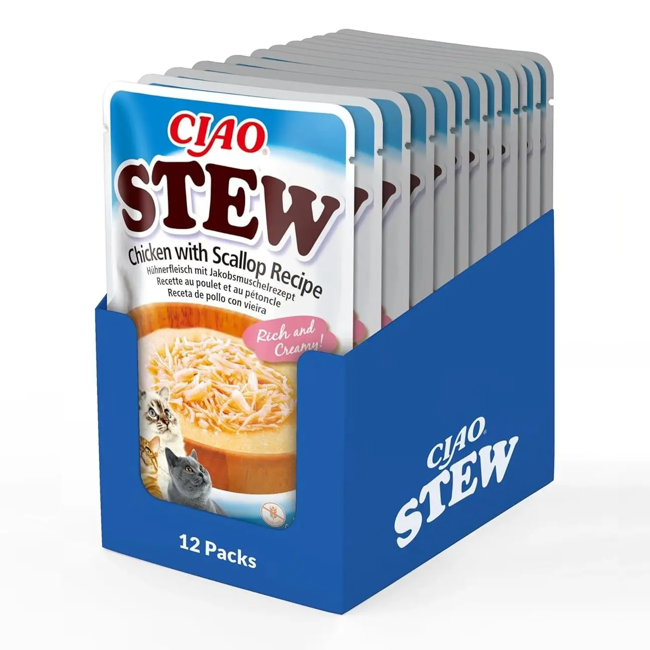 Churu Stew Estofado De Pollo y Vieira Sobre Para Gatos - 12 unidades x 40gr