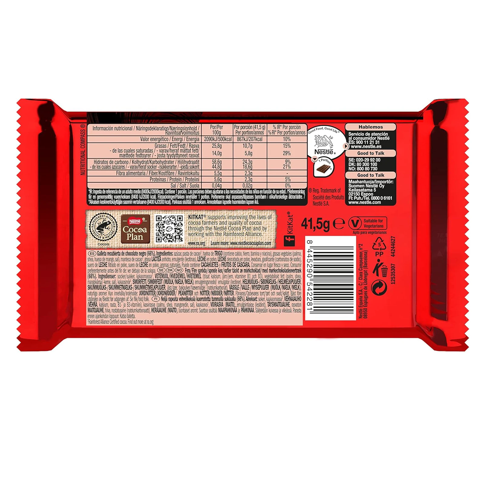 Kit kat nestlé dark chocolate bars, pack 24x41.5g