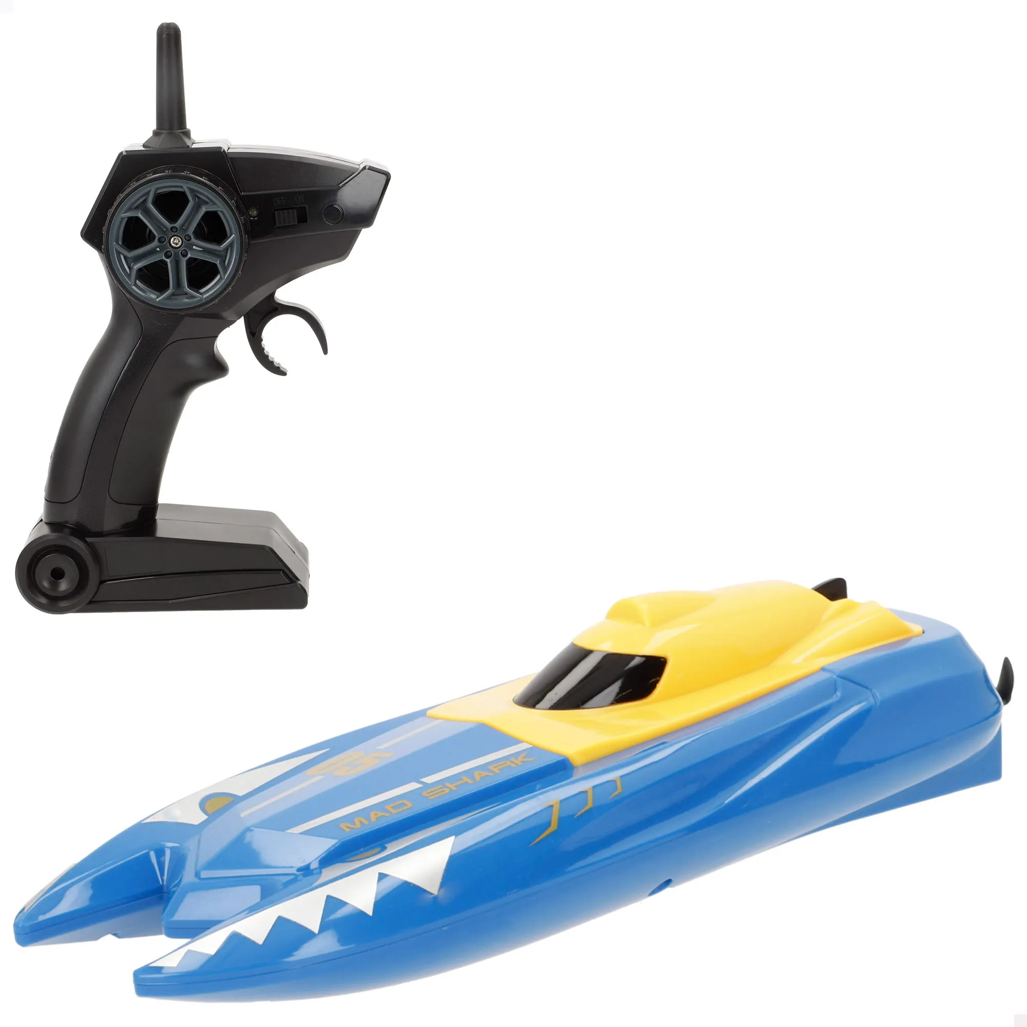 Speed & Go - Lancha rápida radiocontrol racing boat, con ajuste manual de dirección, juguete teledirigido, batería incluida, regalo niños desde 4 años