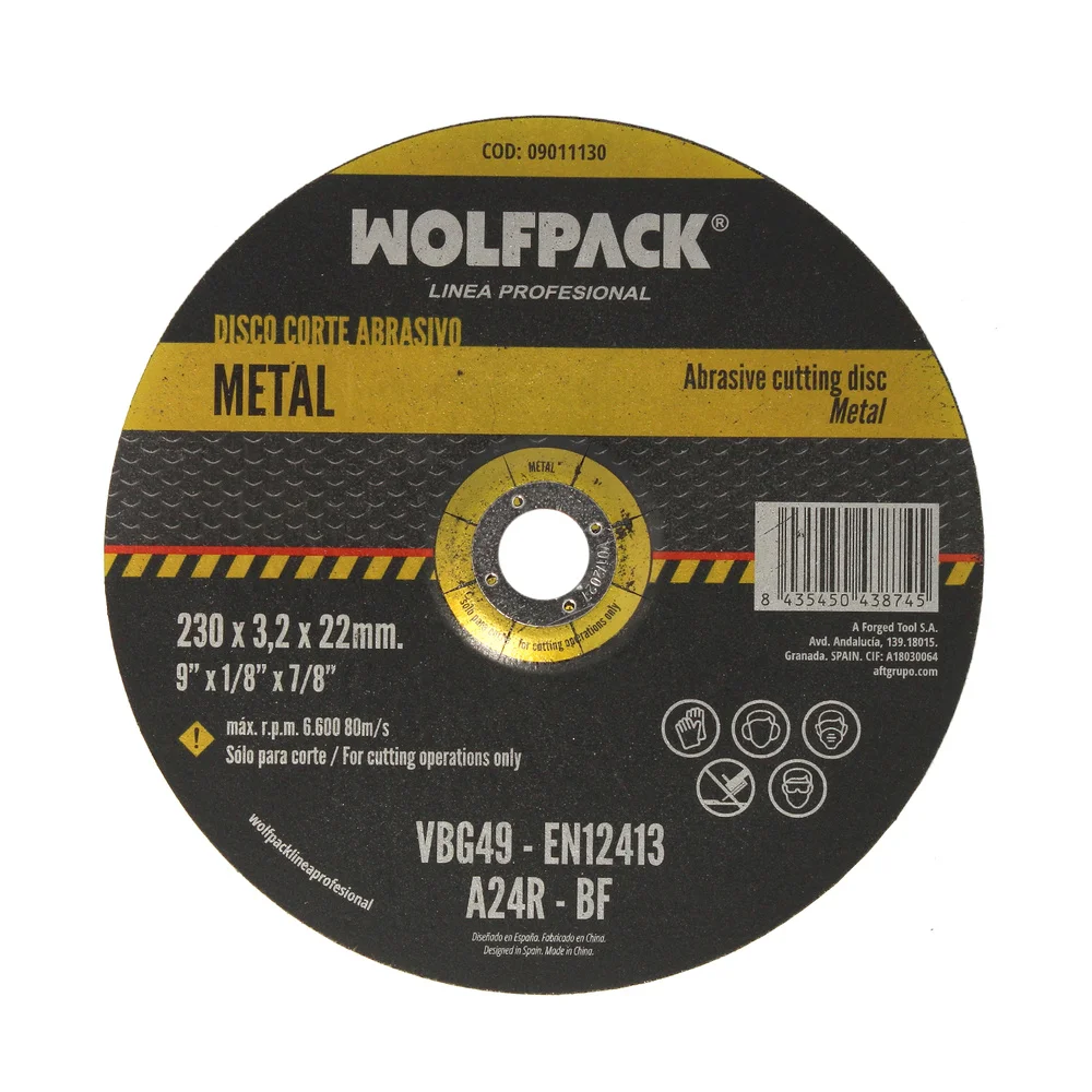 Disco abrasivo para corte de metal ø 230 x ø 22 mm. espesor 3,2 mm.disco radial / amoladora universal