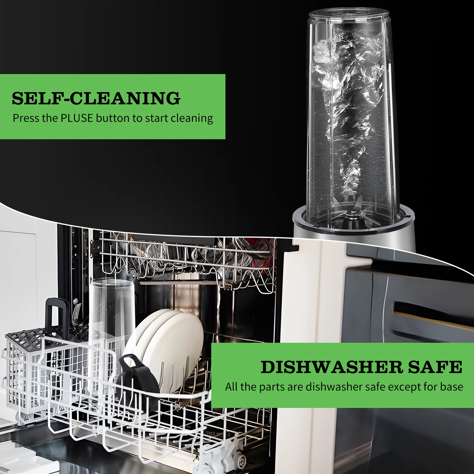 Aigostar Glass Blender - Portable 600W High Power Mixer with 800ml Jug, Stainless Steel, BPA Free, Ideal for Smoothies and Juices. #8