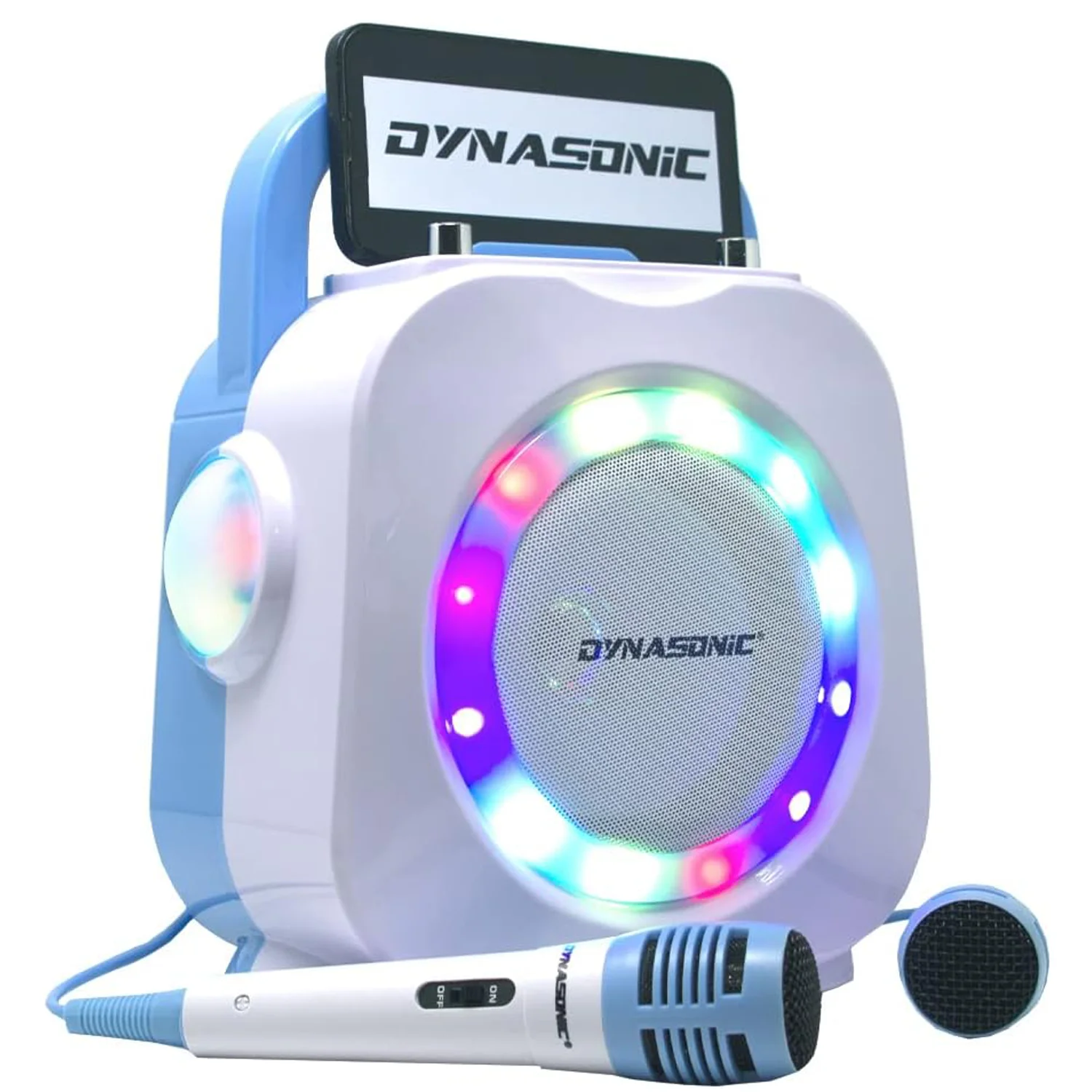 DYNASONIC Karaoke with microphone, original gifts for kids girl, speaker, girl-boy toys (blue DK-201)