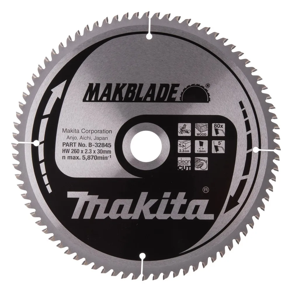 MAKITA - B-32845 Disco sierra circular , Makblade TCT, 260 x 30 mm, 80 D MAKITA