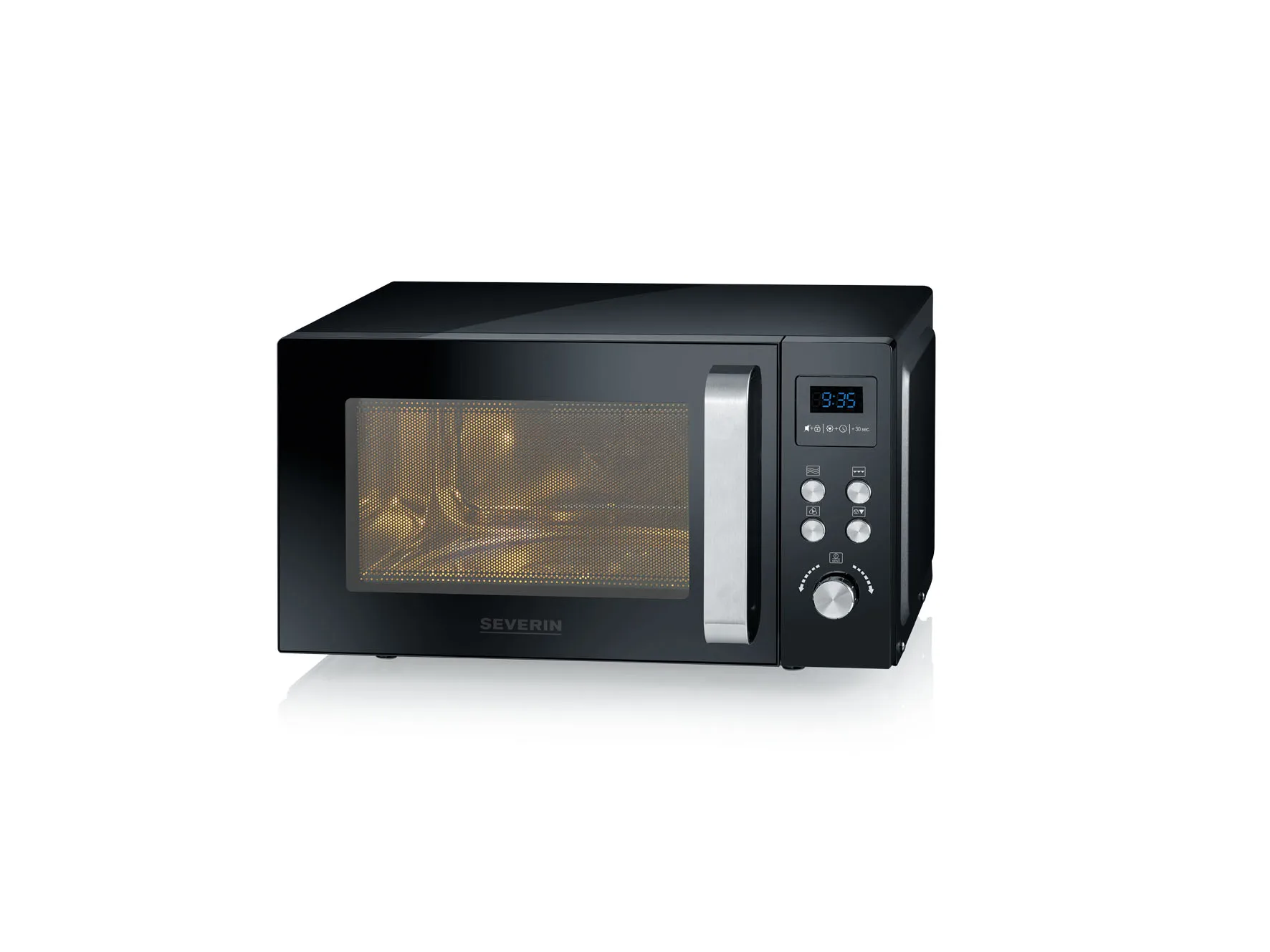 SEVERIN microwave grill convection 3 in 1 up to 200 °C mini oven with preheating function microwave oven with non-stick pizza dish black MW 7752