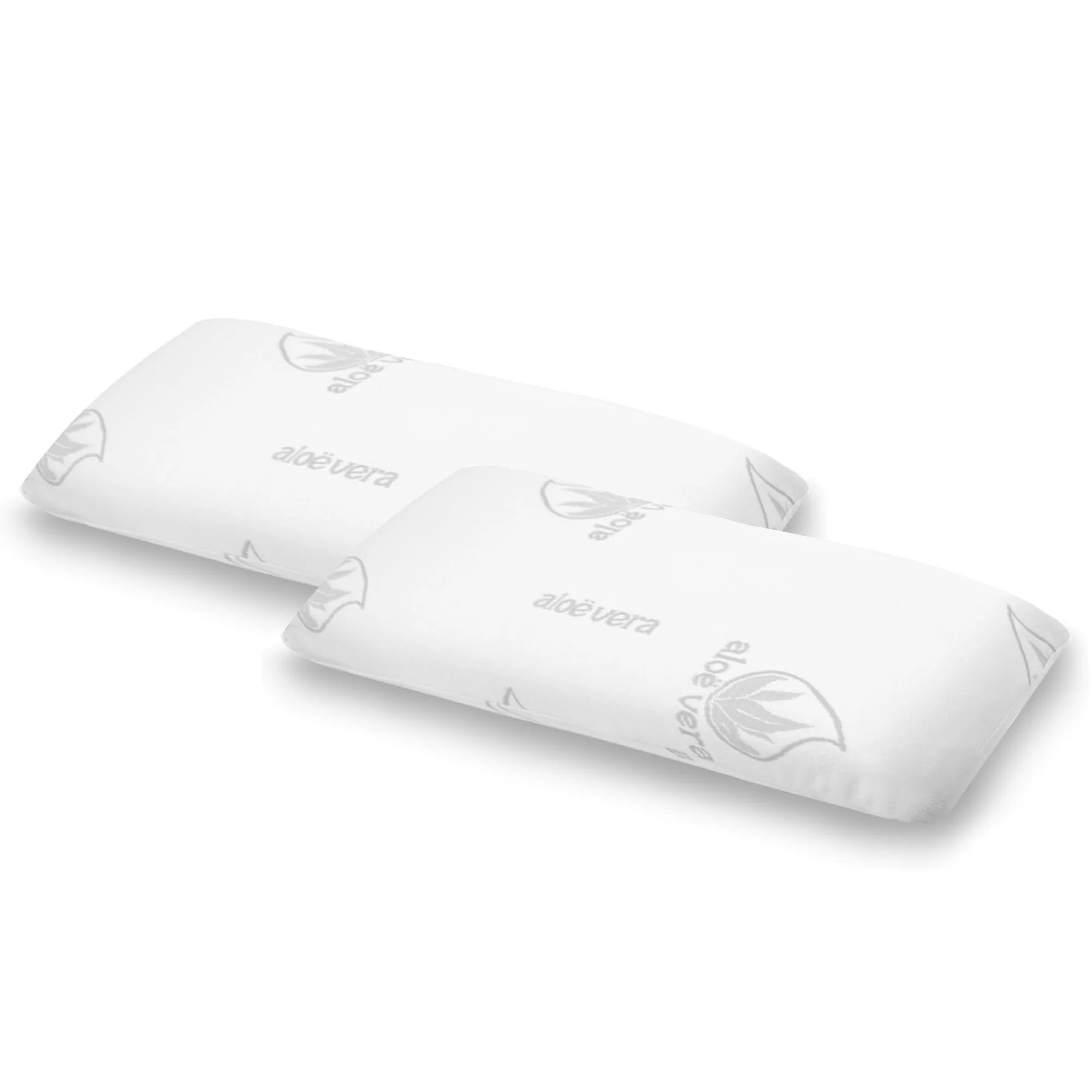 Pack 2 Almohadas de 70cm, Núcleo100% viscoelástico NO COPOS, – Funda Aloe Vera, Desenfundable y Lavable, Anti Bacterias, Alivio de Presión Cervical