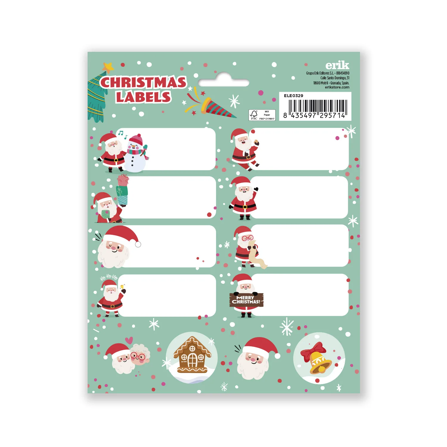 Etiquetas adhesivas navidad papa noel 2
