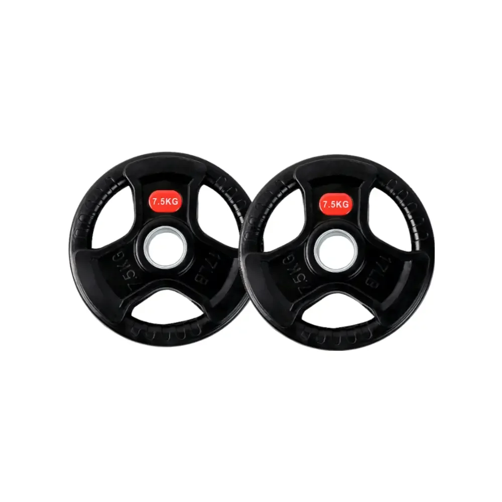 Ozio Fitness 2 Discos de Pesas 7,5 kg 30 mm de 3 agarres con Recubrimiento de Caucho Musculación