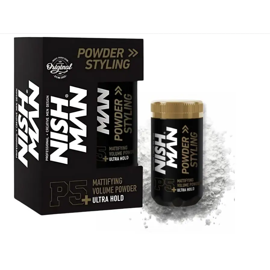NISHMAN Polvo de Peinado P5 - Mattifying Volume Ultra Hold 20g - Máximo Aumento de Volumen y Textura - Polvo de Peinado Perfecto para Fijación Flexible y Acabado Mate