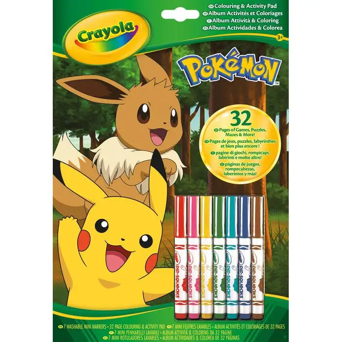 Crayola Libro De Actividades Pokémon + 7 Rotuladores Lavables - Imagen 4