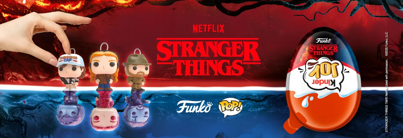Kinder joy summer12-72u stranger things new 2025 spain national - with double cream and cocoa, two crunchy balls and a surprise. Kinder joy contains a toy inside