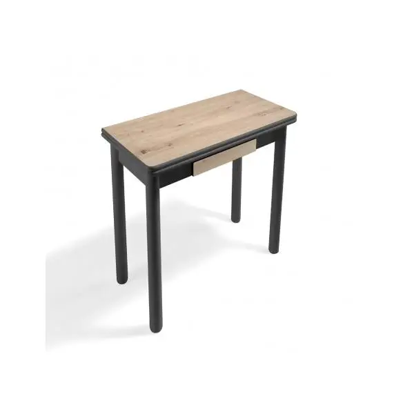 MOMMA HOME MESA DE COCINA DE MADERA – MODELO POMPEYA BLACK- MEDIDAS 80 X 40/80 X 78 CM Raíz Mesas de