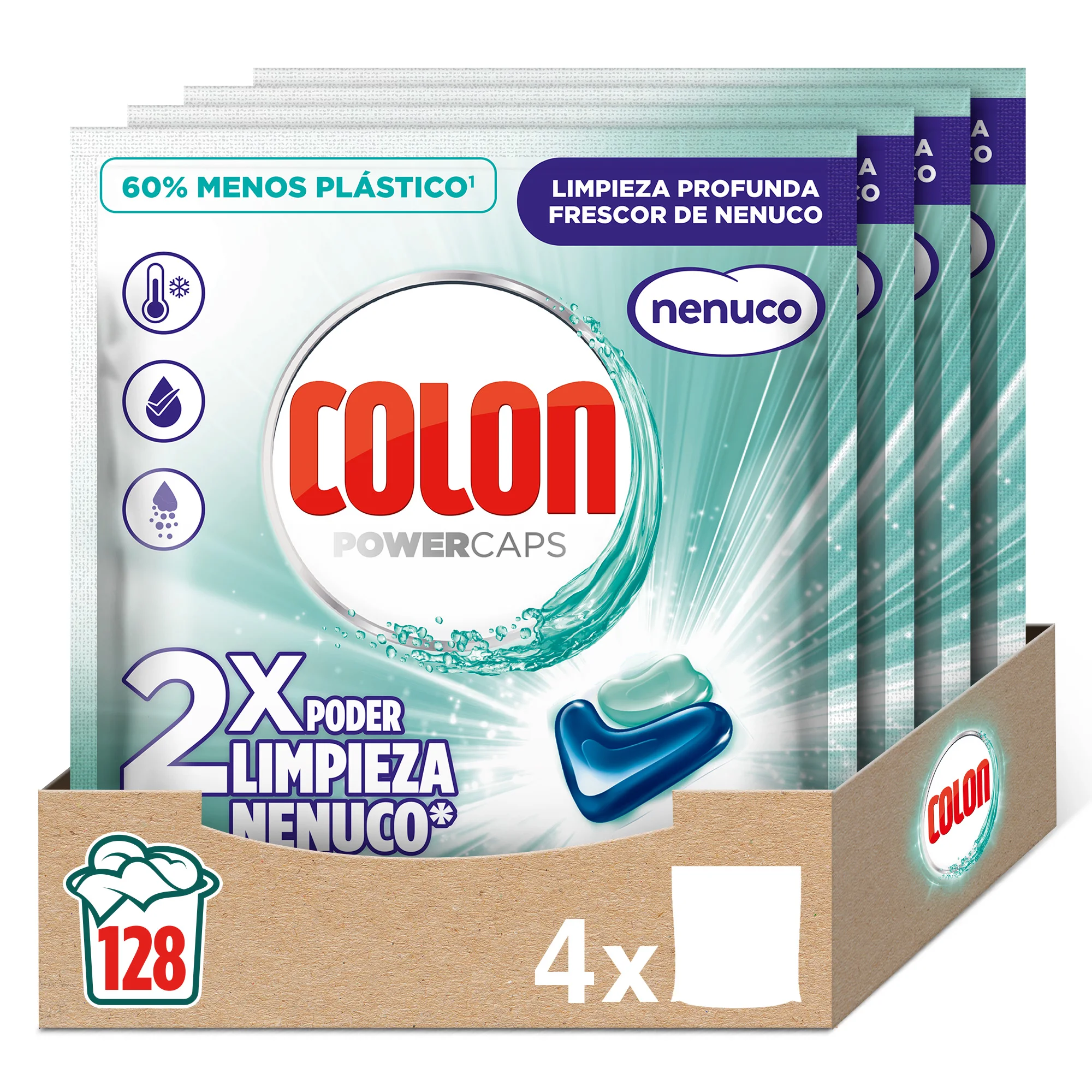Colon - Detergente para la Ropa 128 Cápsulas, Vanish Advanced, Higiene Advanced y Nenuco. Formato 4x32 uds.
