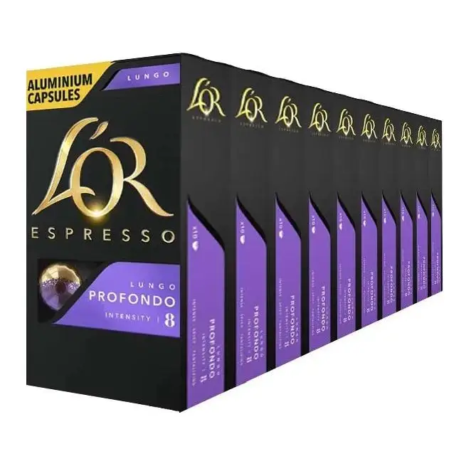 L'Or Cafe Espresso Lungo Profondo Intensidad 8 - Pack de 100 Cápsulas Compatibles con Nespresso