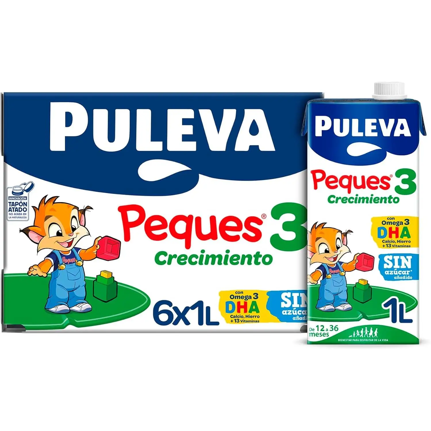 Puleva Peques 3 Crecimiento de 12 a 36 meses brik 1L – Caja 6 litros