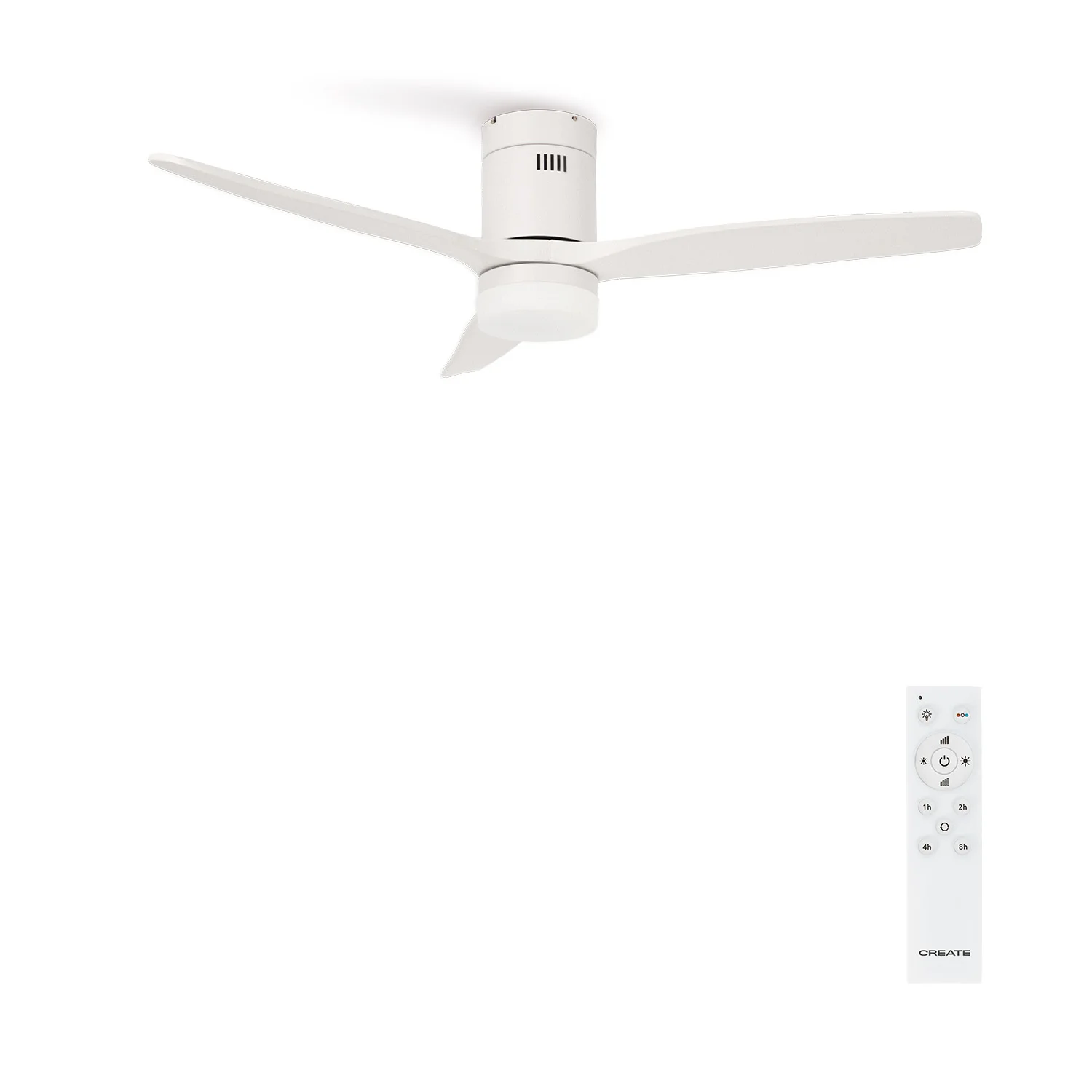 Create - 40w silent ceiling fan ø112cm or ø152cm) - 6 speeds, summer/winter function, white motor, with light- wind calm